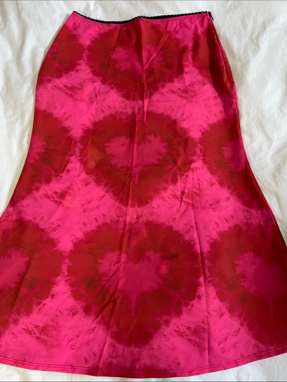 Omighty pink red heart tie dye midi skirt - Picture 1 of 6